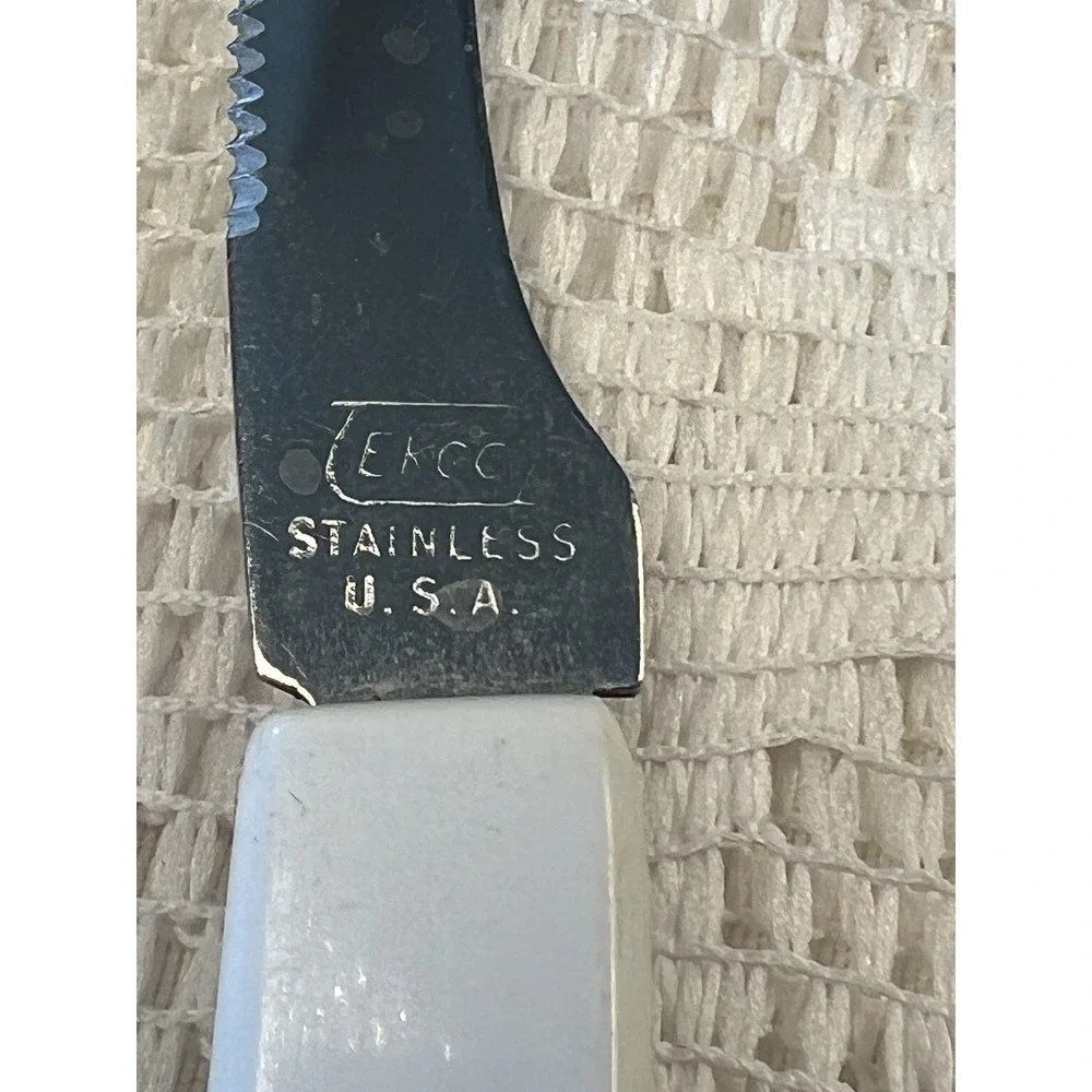 VTG EKCO Stainless Steel USA Steak Knives Black & White Handles 2 Styles
